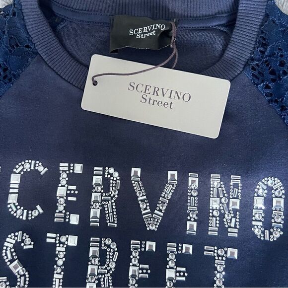 SCERVINO STREET Fall Winter Blue Sweater Crystal Name Brand Size S. - Picture 6 of 8